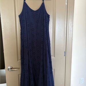Torrid Navy Blue Eyelet Maxi Dress